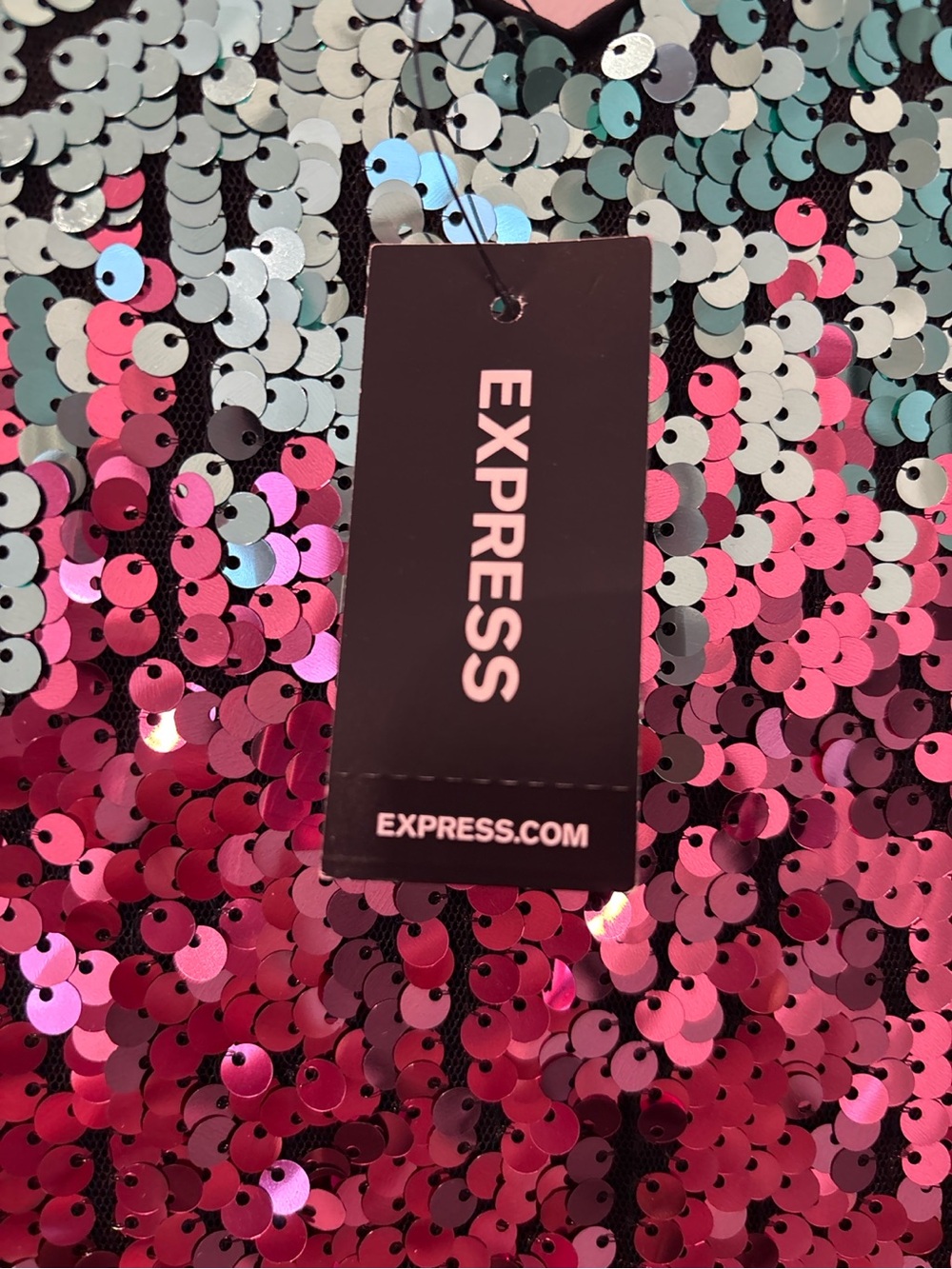 Express Ombre Sequin Dress in Teal, Pink, Silver - Picture 2 of 3